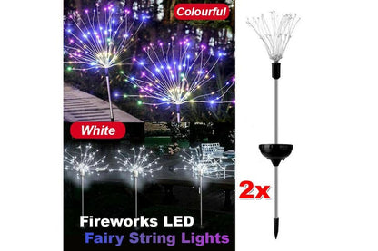 2X Fireworks LED Fairy String Lights Starburst Solar Xmas Garden Night Lamp, White