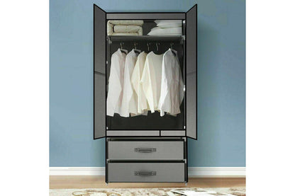 Large Portable Clothes Closet Wardrobe Storage Cabinet Organiser Unit with Shelf