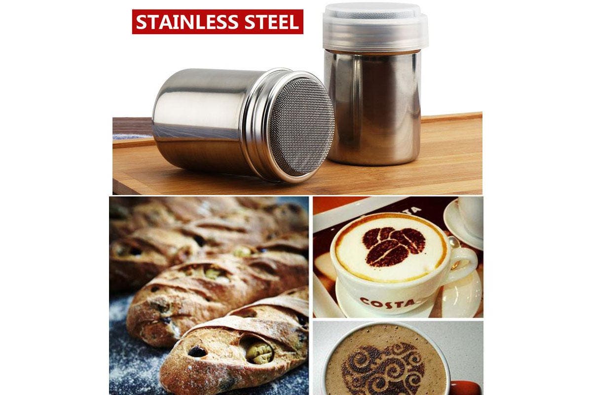 Stainless Steel Icing Sugar Cocoa Coffee Shaker Flour Duster ChocolatePowder 1PC