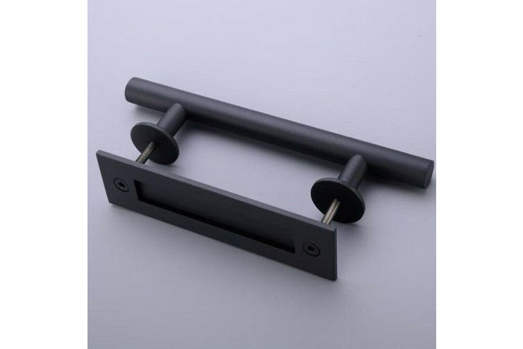 12Inch Barn Door Handle Sliding Flush Pull Wood Door Gate Hardware Stainless Steel, Black