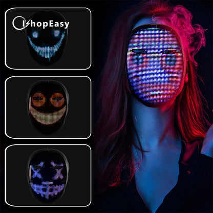 LED Programmable Full Face Mask App Control DIY Bar Nightclub Party Festive Mask