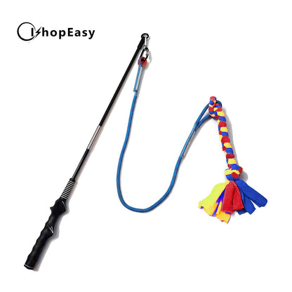 Outdoor Play Fun Interactive Dog Flirt Pole Extendable Teaser Wand Tug Toy Rope