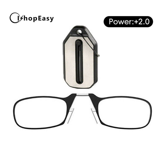 Flexible Portable Mini Nose Clip Reading Glasses Wallet Pocket Phone +2.00