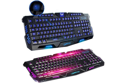 3 Colors Switchable LED Backlit Illuminated Wired Gaming Keyboard