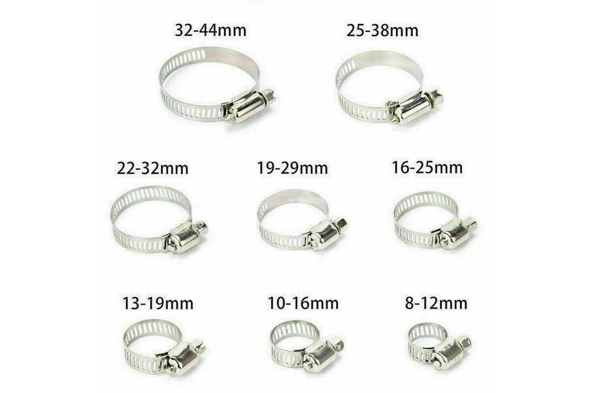 91X Stainless Steel Hose Clamps Clips Adjustable Range Worm Gear Pipe Clamp Kit