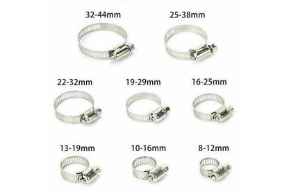 91X Stainless Steel Hose Clamps Clips Adjustable Range Worm Gear Pipe Clamp Kit