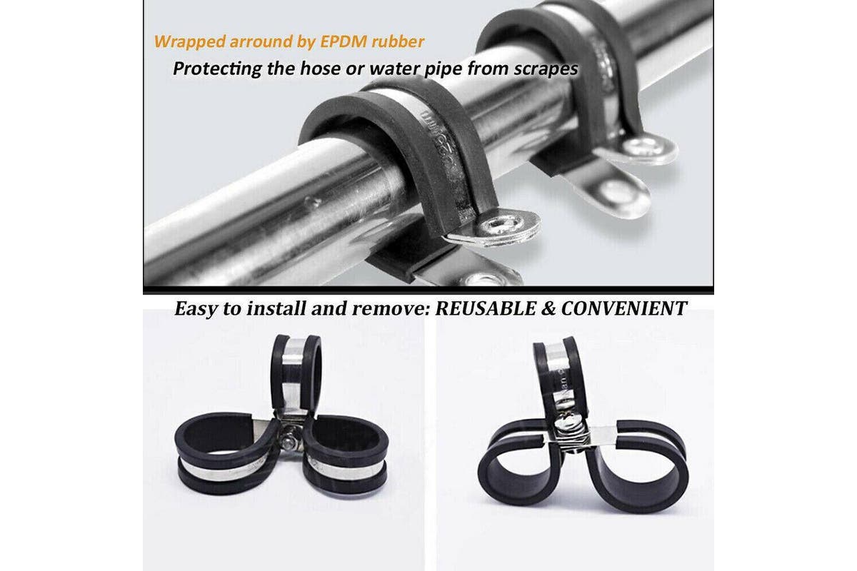 42X EPDM Rubber Lined P Clips Cable Hose Pipe Clamps Holder Air Clip Clamp