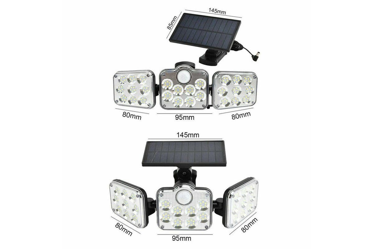 3 Head Solar Motion Sensor Light Outdoor Garden Wall Security Flood Lamp 138 LED (Separate Type)