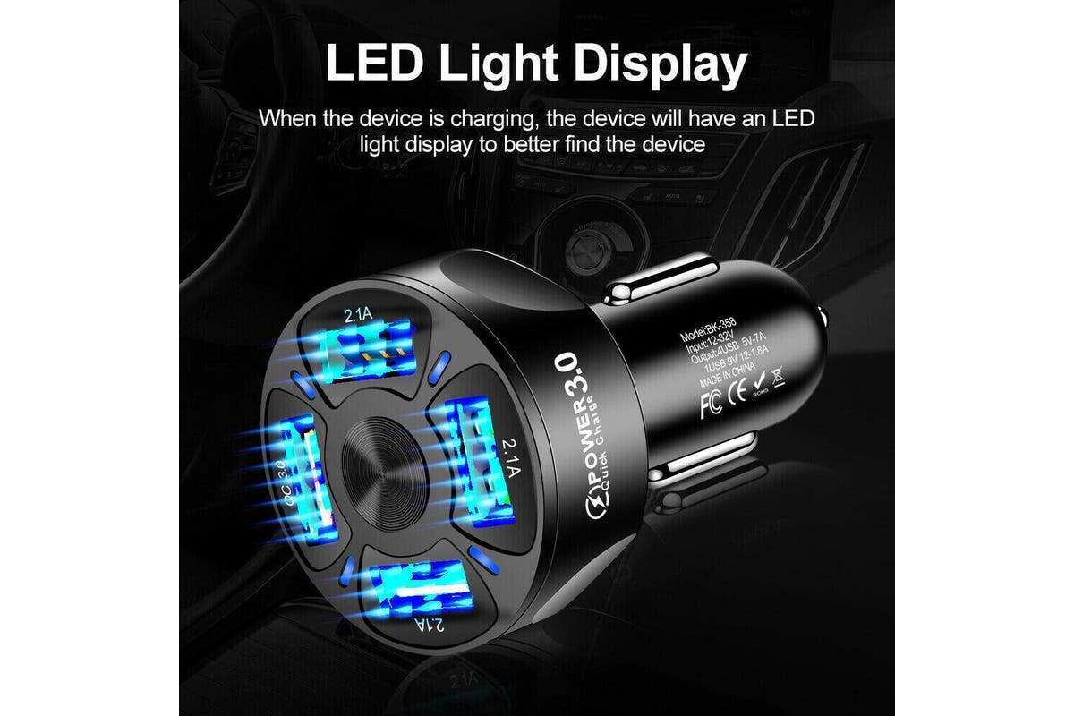 12V Car Lighter Socket Dual QC3.0 USB Ports Fast Charger Power Adapter