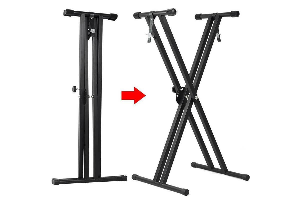 Folding Double Braced X Style Adjustable Music Piano Keyboard Stand Height