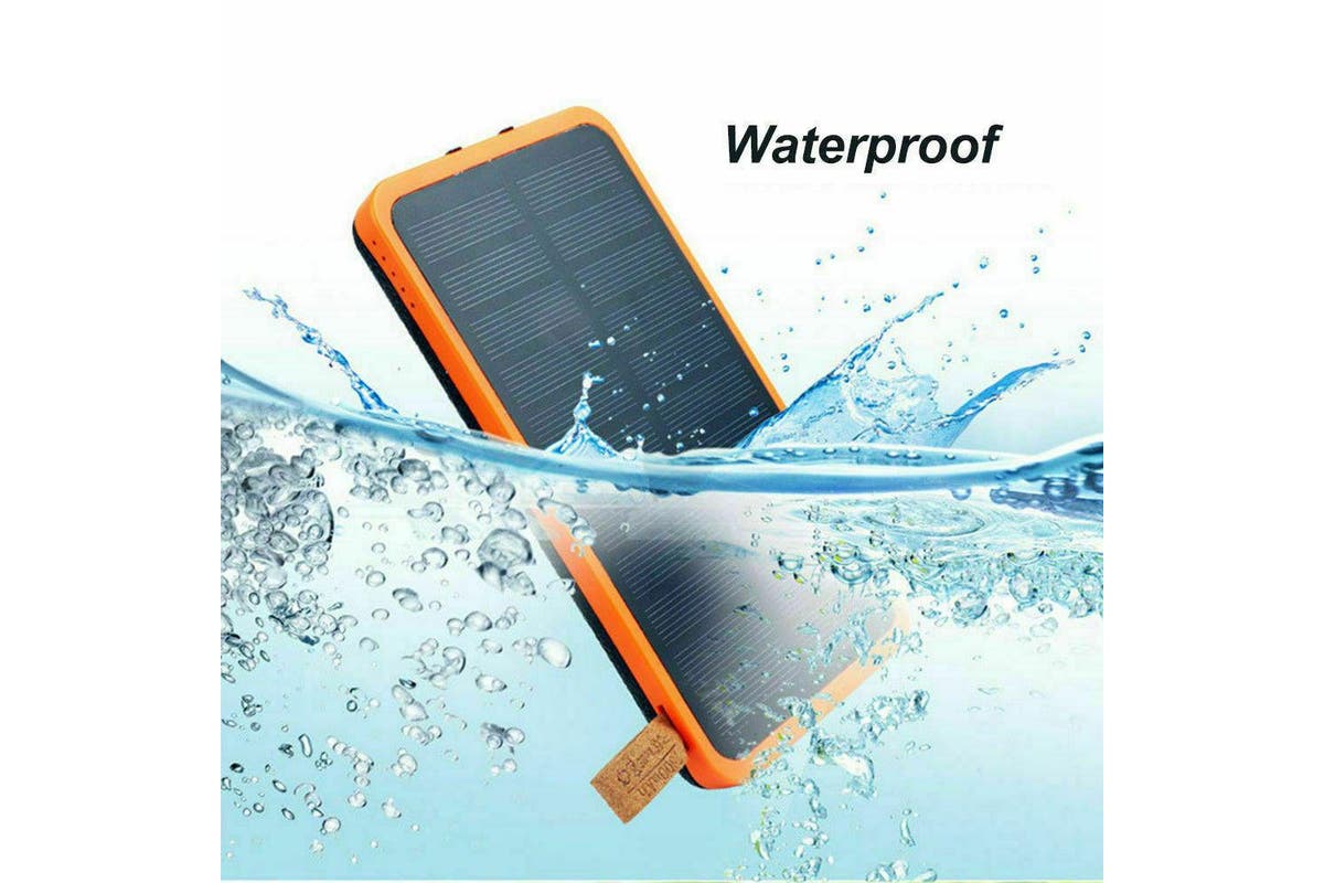 Waterproof Portable Solar Charger Dual USB External Battery Power Bank 20000mAh