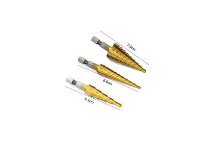 3pcs HSS Steel Step Cone Drill 3-12/4-12/4-20mm Titanium Bit Set Hole Cutter