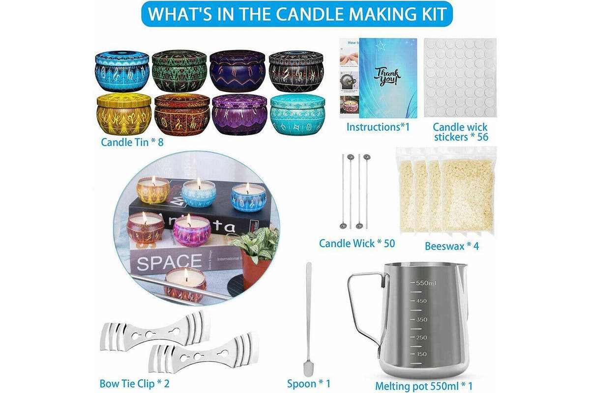 DIY Candle Making Kit Supplies Wax Melting Craft Pot Wicks Tool Set Gift 122PCS