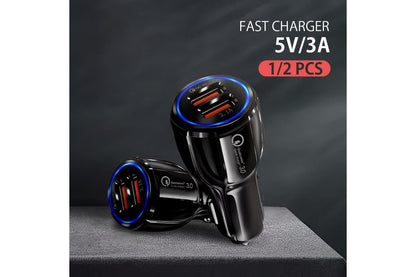 12V Car Lighter Socket Dual QC3.0 USB Ports Fast Charger Power Adapter