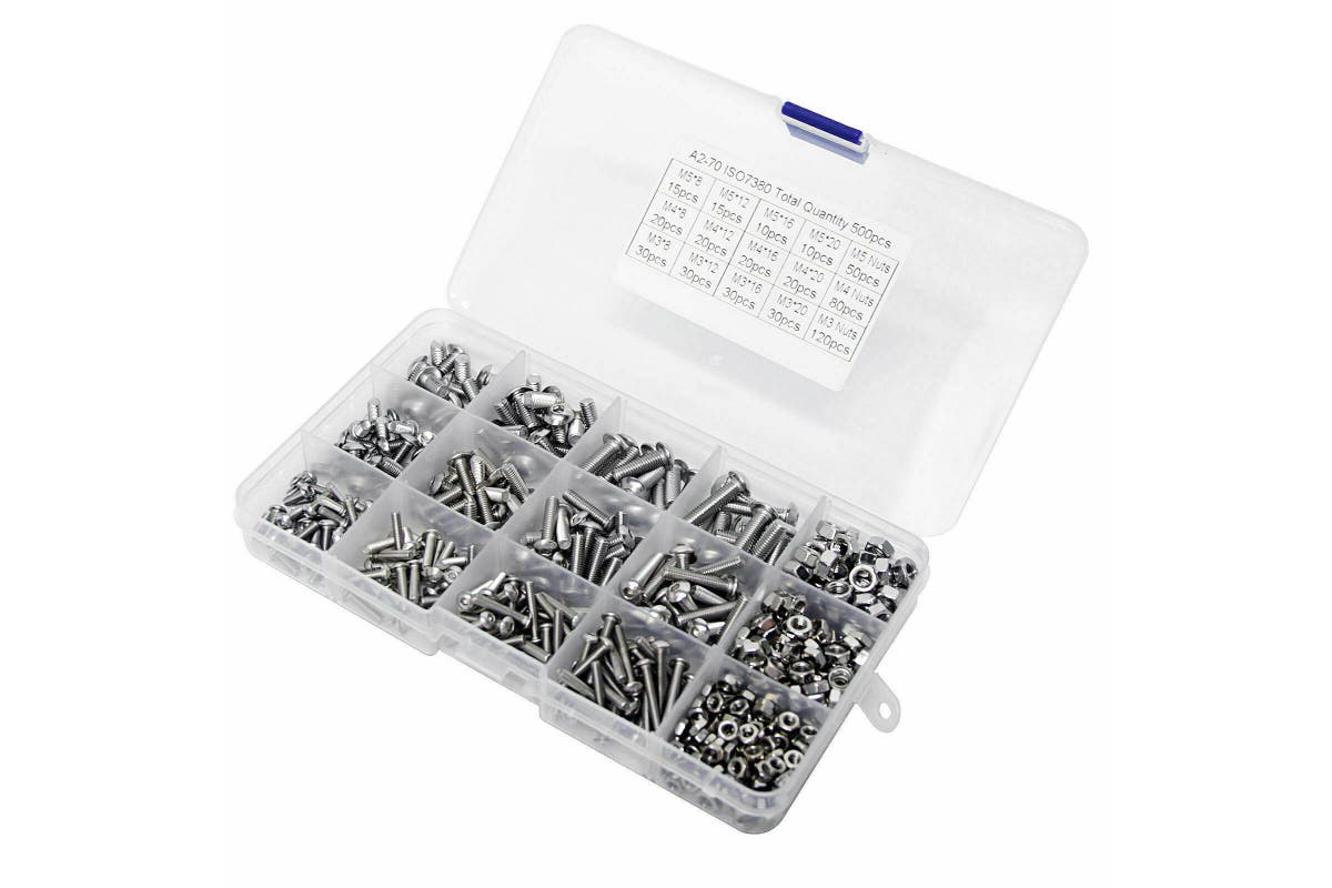 M3 M4 M5 304 500pc Stainless Steel Hex Socket Button Head Bolts Screws Nuts Kit