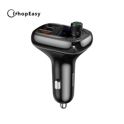 Baseus Bluetooth 5.0 FM Transmitter Car Kit Adapter MP3 Player Dual USB Charger