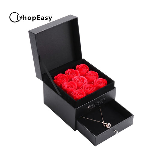 Projection Necklace Eternal Preserved Rose Handmade Flower Gift Box