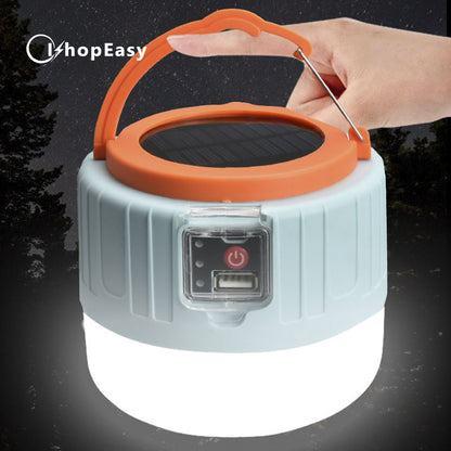 Portable LED Solar Camping Light Lantern Outdoor Tent Lamp USB Rechargeable