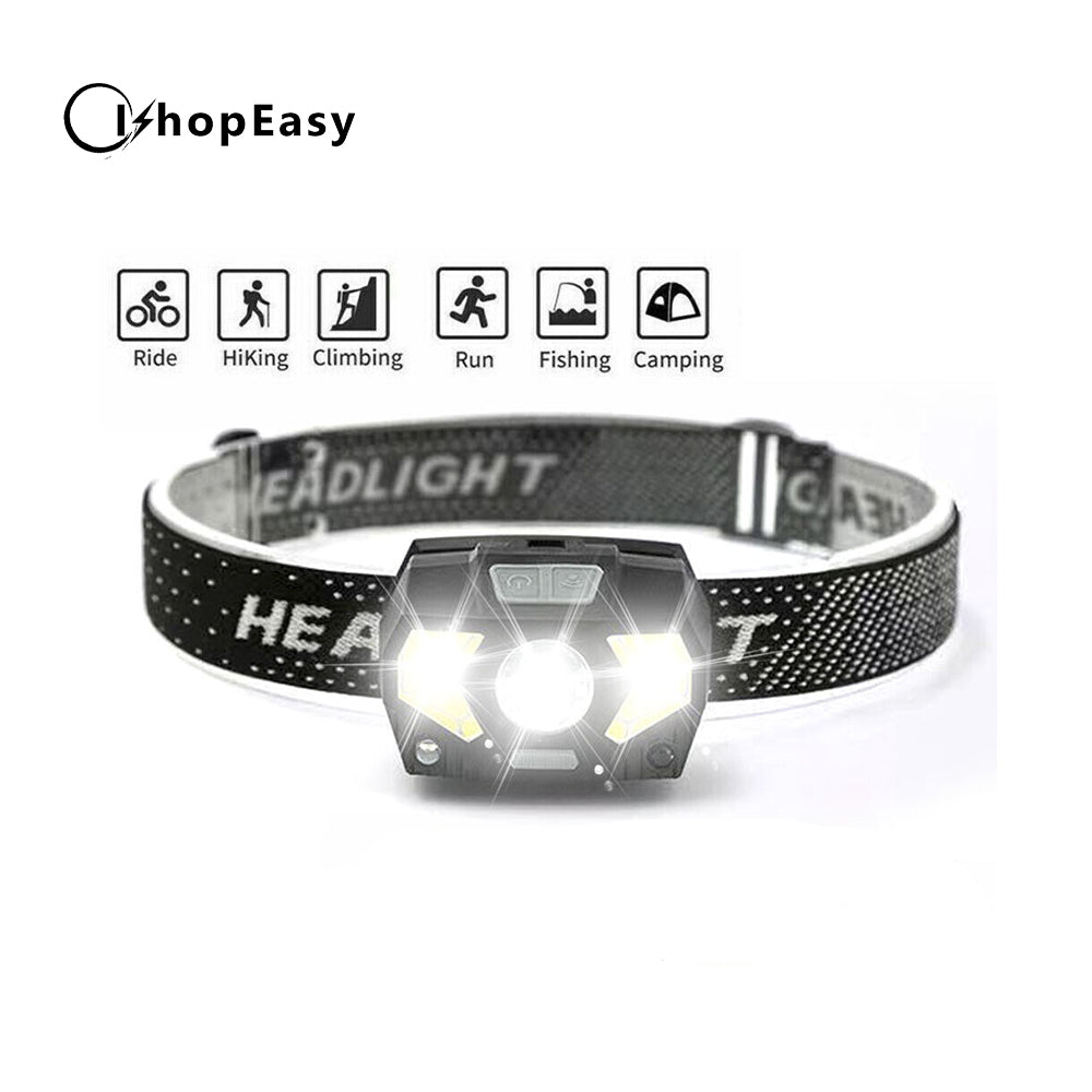 6 Modes Head Torch LED Headlight COB Camping Headlamp USB Rechargeable Flashlight Lamp