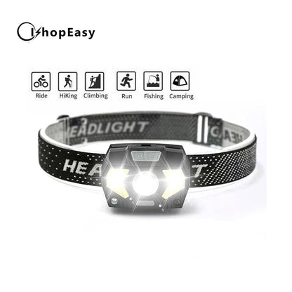 6 Modes Head Torch LED Headlight COB Camping Headlamp USB Rechargeable Flashlight Lamp