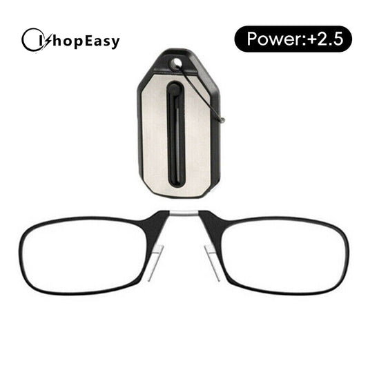 Flexible Portable Mini Nose Clip Reading Glasses Wallet Pocket Phone +2.50