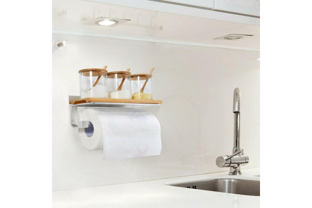 Kitchen Roll Paper Holder Wall Mount Toilet Tissue Hanger Towel Storage Rack