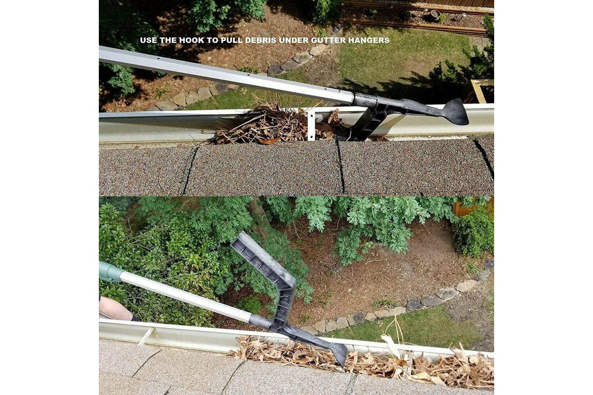 Gutter Roof Cleaning Tool Hook Shovel Scoop Leaves Dirt Remove Home Cleaner