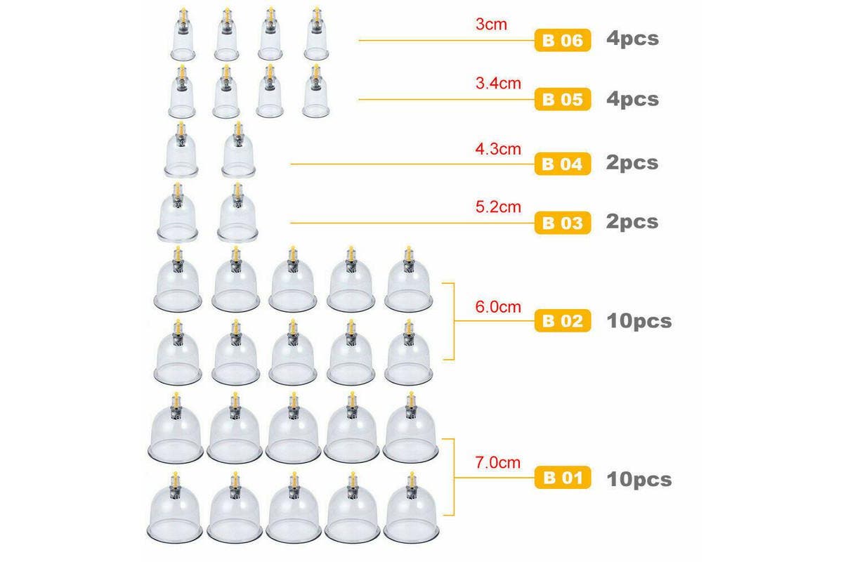 32 Cups Set Vacuum Massage Cupping Kit Acupuncture Suction Massager Pain Relief