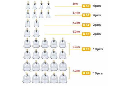 32 Cups Set Vacuum Massage Cupping Kit Acupuncture Suction Massager Pain Relief