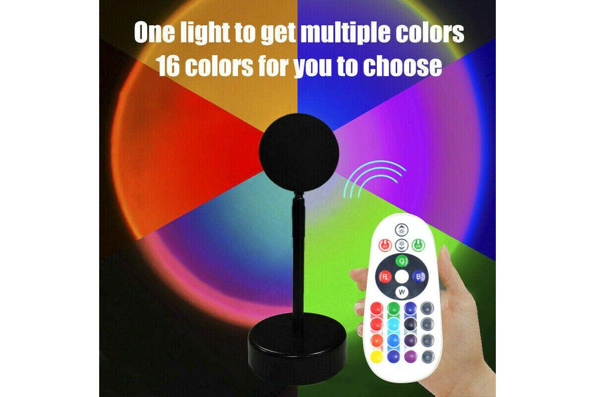 16Colors Rainbow Sunset Projection Lamp LED Modern Romantic Remote Control Light