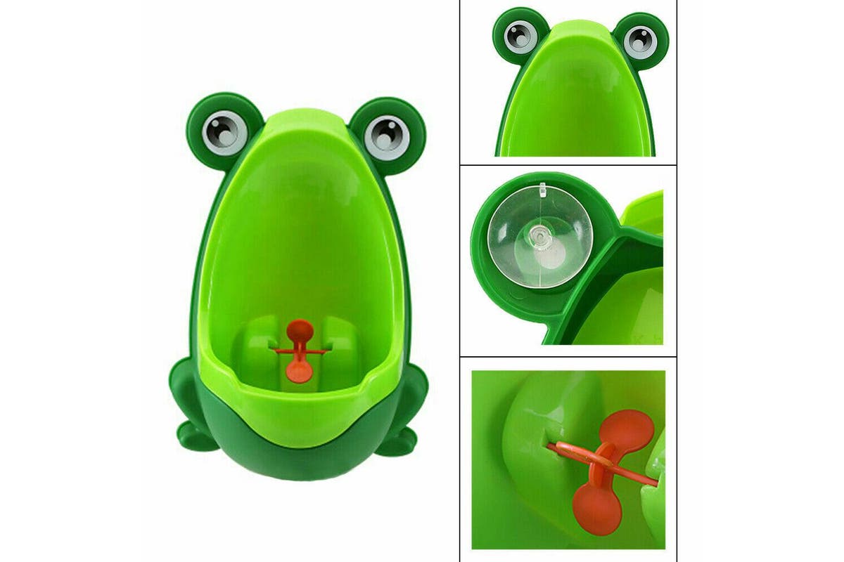 Kid Baby Potty Toilet Training Cute Frog Shaped Urinal Boys Pee Trainer Bathroom, Green