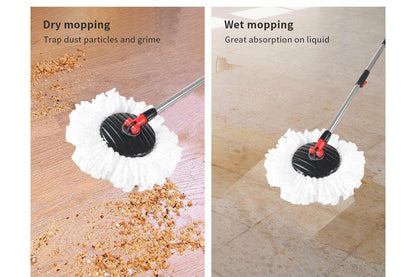 Spinning Mop Stainless Steel Bucket Easy Clean 2 Free Spin Mop Heads Wheel