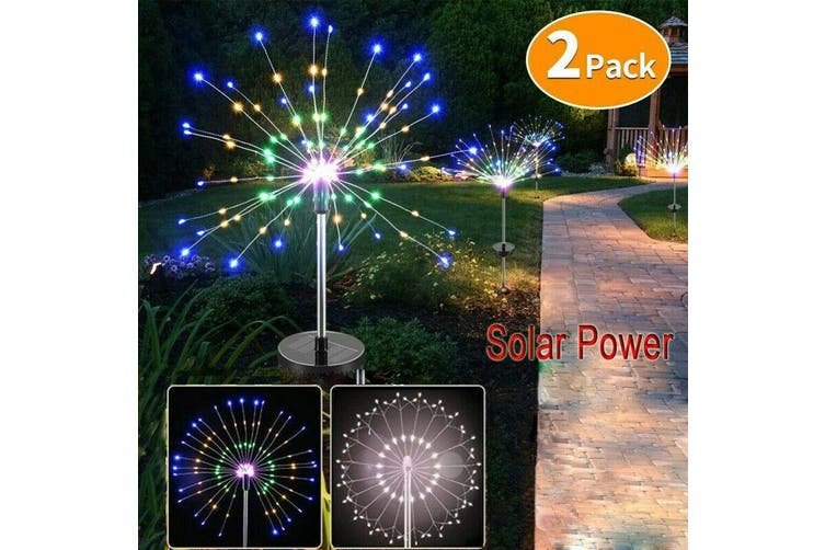 2X Fireworks LED Fairy String Lights Starburst Solar Xmas Garden Night Lamp, White