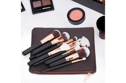 Soft 15Pcs Pro Face Powder Makeup Brushes Set Eyeshader Blending Highlight Tools