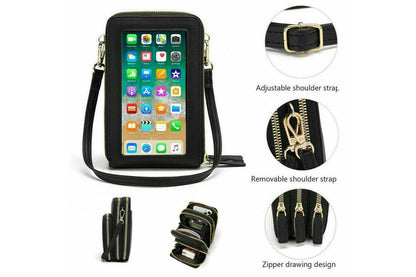 Women Crossbody phone Purse Touch Screen Bag RFID Blocking Wallet Shoulder Strap, Black