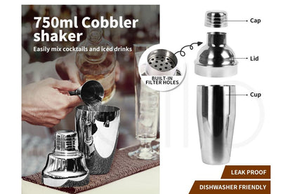 Cocktail Shaker Set Maker Mixer Martini Spirits Bar Strainer Bartender Stand Kit 20PCS