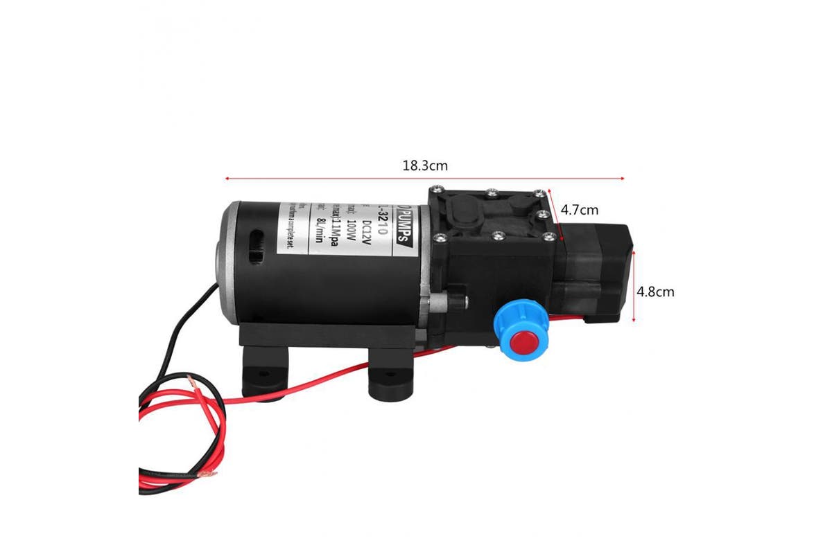 100W 12V 160PSI Pressure Water Pump 8L/Min Self-Priming Caravan Camping Boat