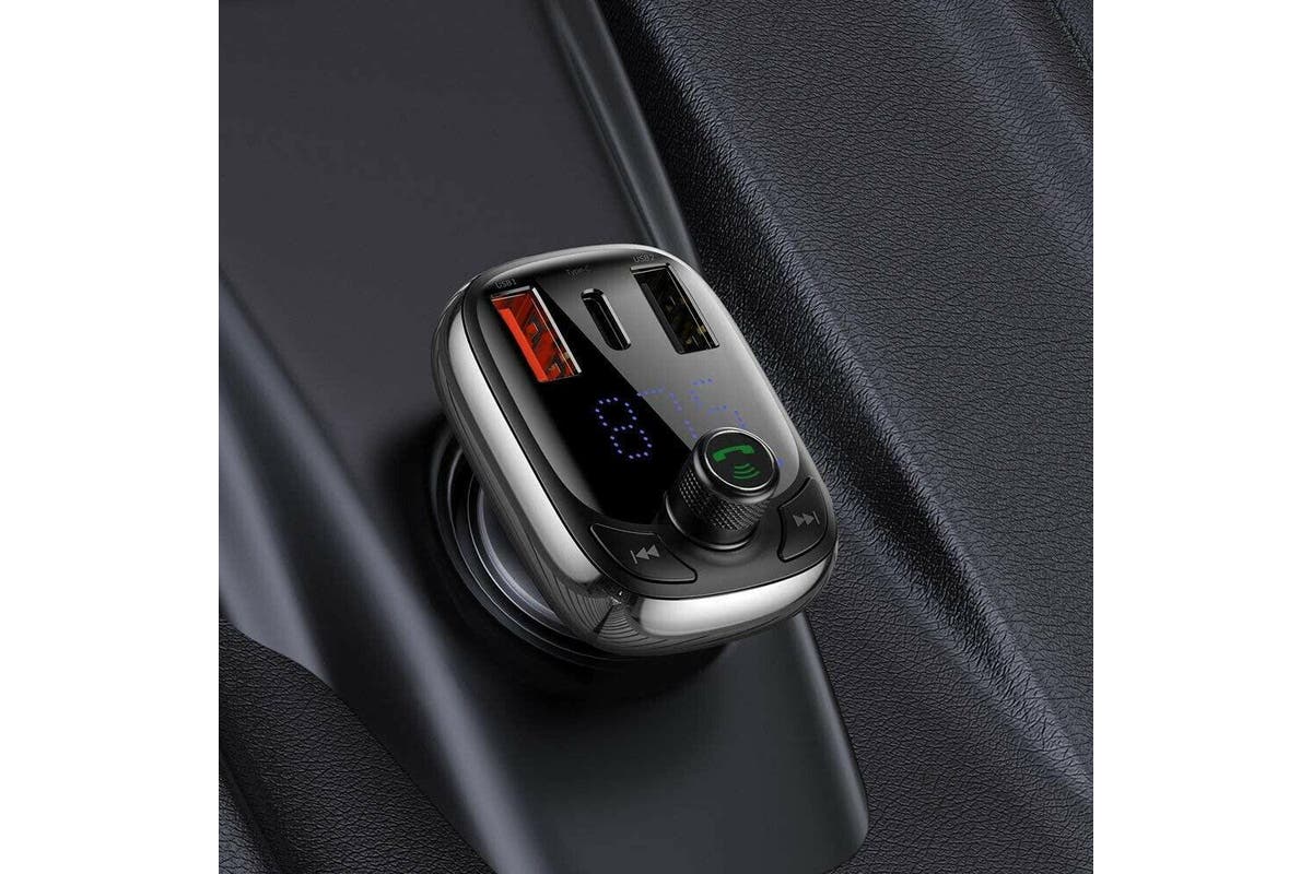 Baseus Bluetooth 5.0 FM Transmitter Car Kit Adapter MP3 Player Dual USB Charger