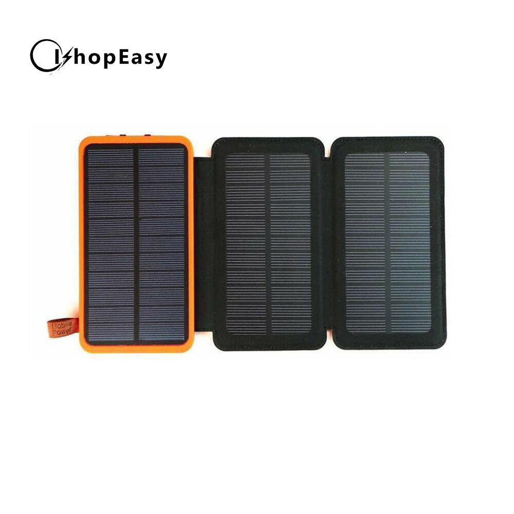 Waterproof Portable Solar Charger Dual USB External Battery Power Bank 20000mAh