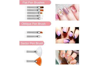 30xNail Art Painting Design Brushes Dotting Drawing Polish Pen Kit Striping Tape