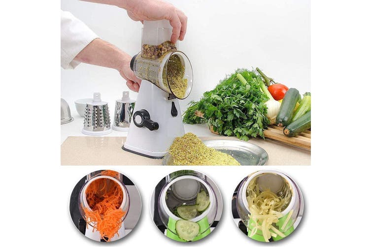 3in1 Multi-function Food Vegetable Manual Rotary Drum Grater Chopper Slicer Tool