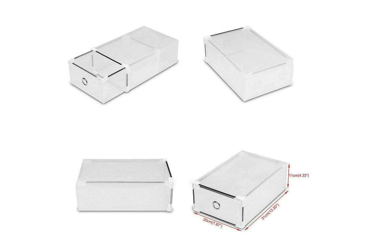 20pcs Stackable Foldable Clear Shoe Storage Cases Drawer Boxes Wardrobe