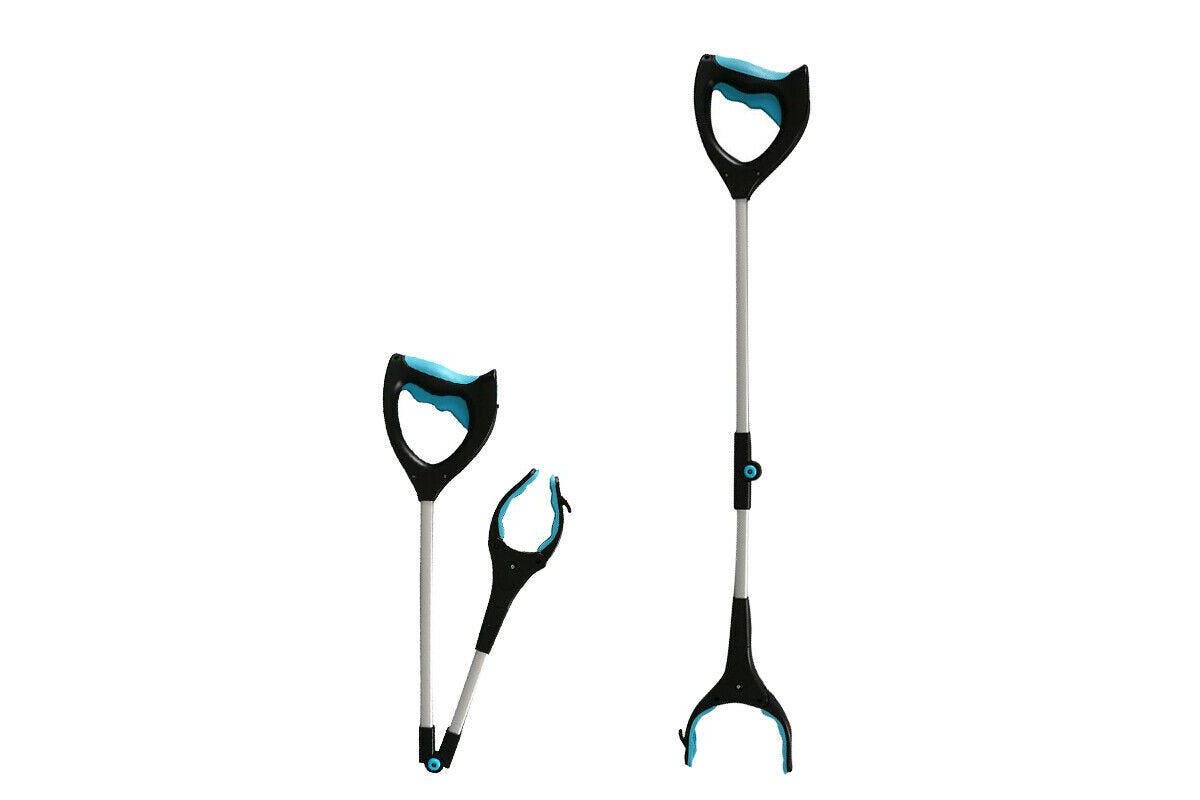 LED Foldable & Extendable Pick Up Grabber Reacher Stick Reaching Blue