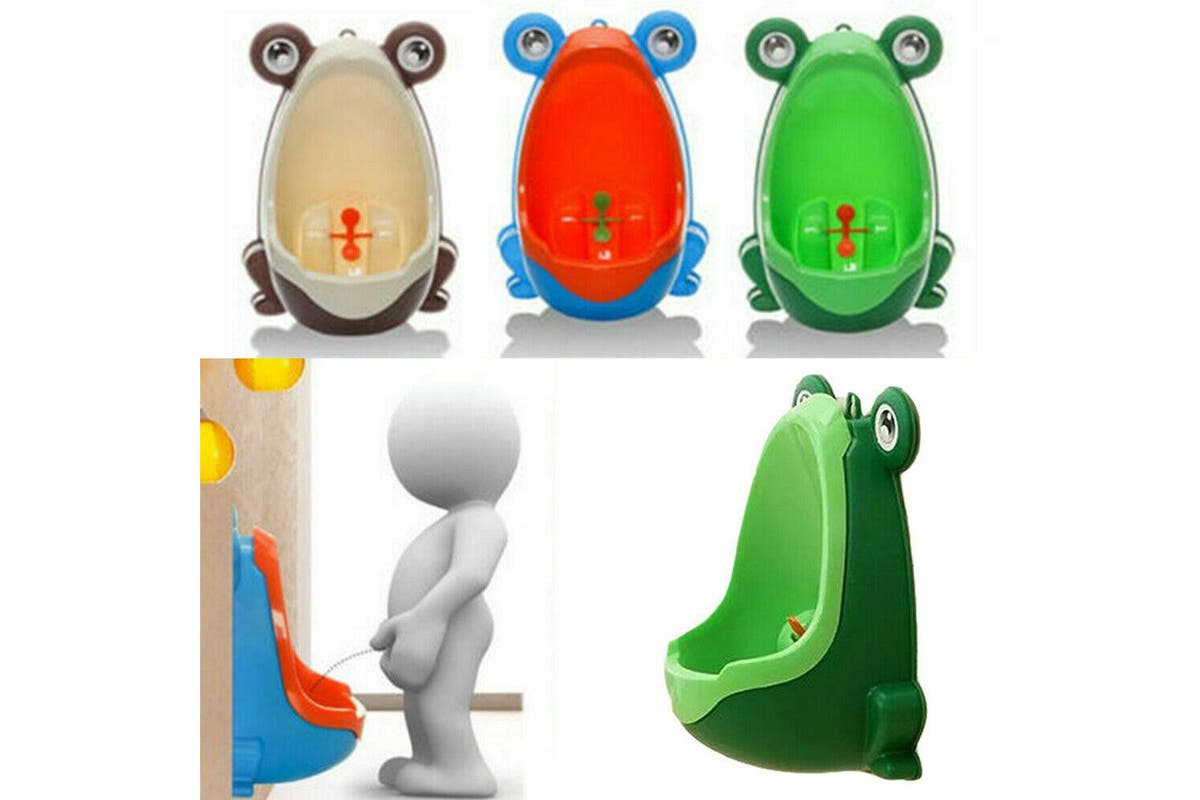 Kid Baby Potty Toilet Training Cute Frog Shaped Urinal Boys Pee Trainer Bathroom, Green