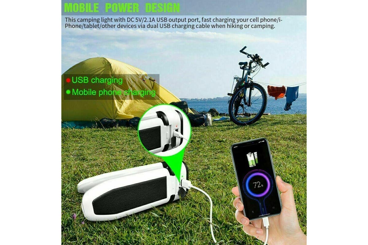 Solar Camping Light LED Lantern Tent Lamp USB Rechargeable Outdoor