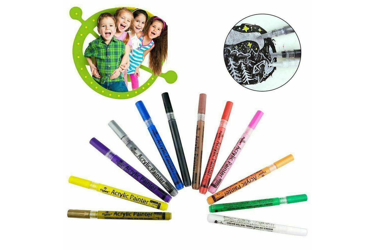 24 Colours Acrylic Paint Pens For Rock Painting Stone Ceramic Glass Rock Markers