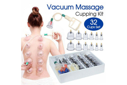 32 Cups Set Vacuum Massage Cupping Kit Acupuncture Suction Massager Pain Relief
