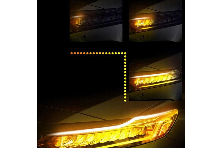 2PCS 60cm Sequential LED Strip Indicator Turn Signal DRL Daytime Running Lights