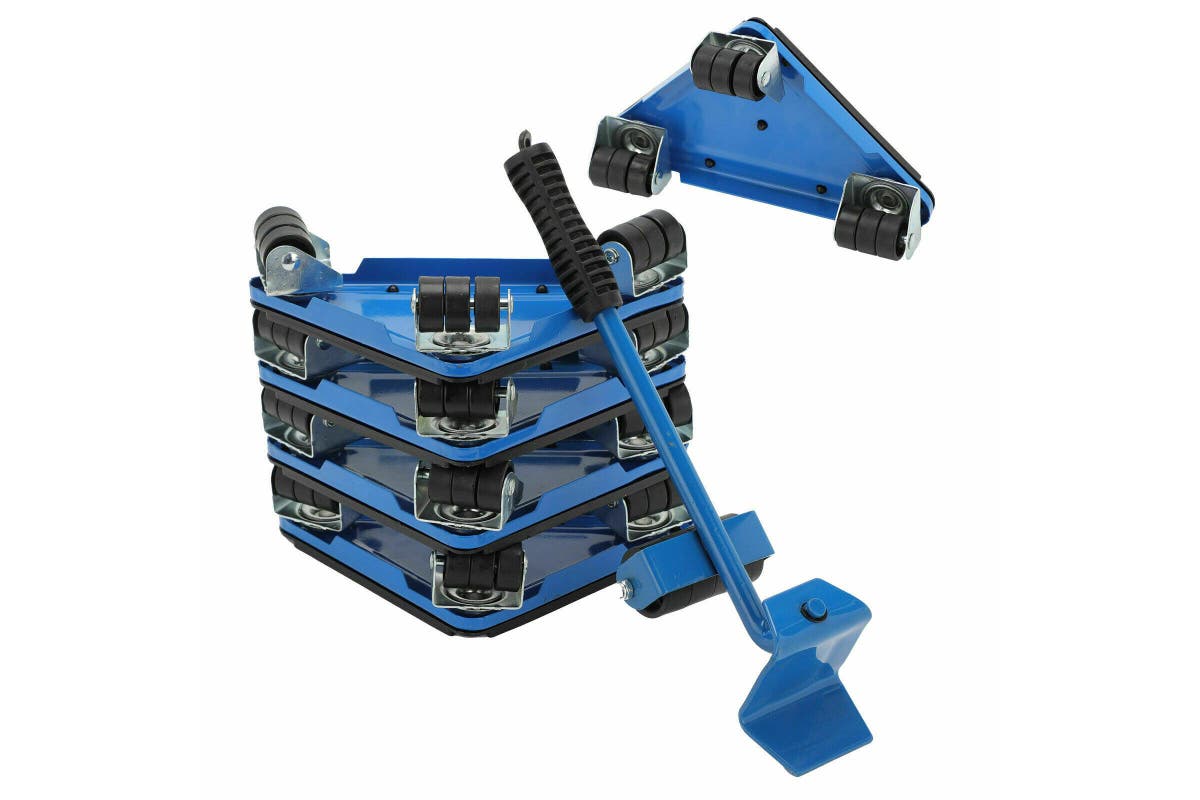 5pcs Furniture Slider Lifter Moves Wheels Mover Kit Home Moving Lifting System Blue