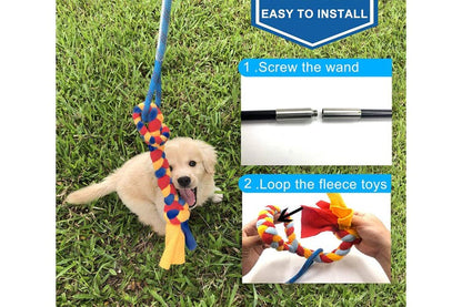 Outdoor Play Fun Interactive Dog Flirt Pole Extendable Teaser Wand Tug Toy Rope